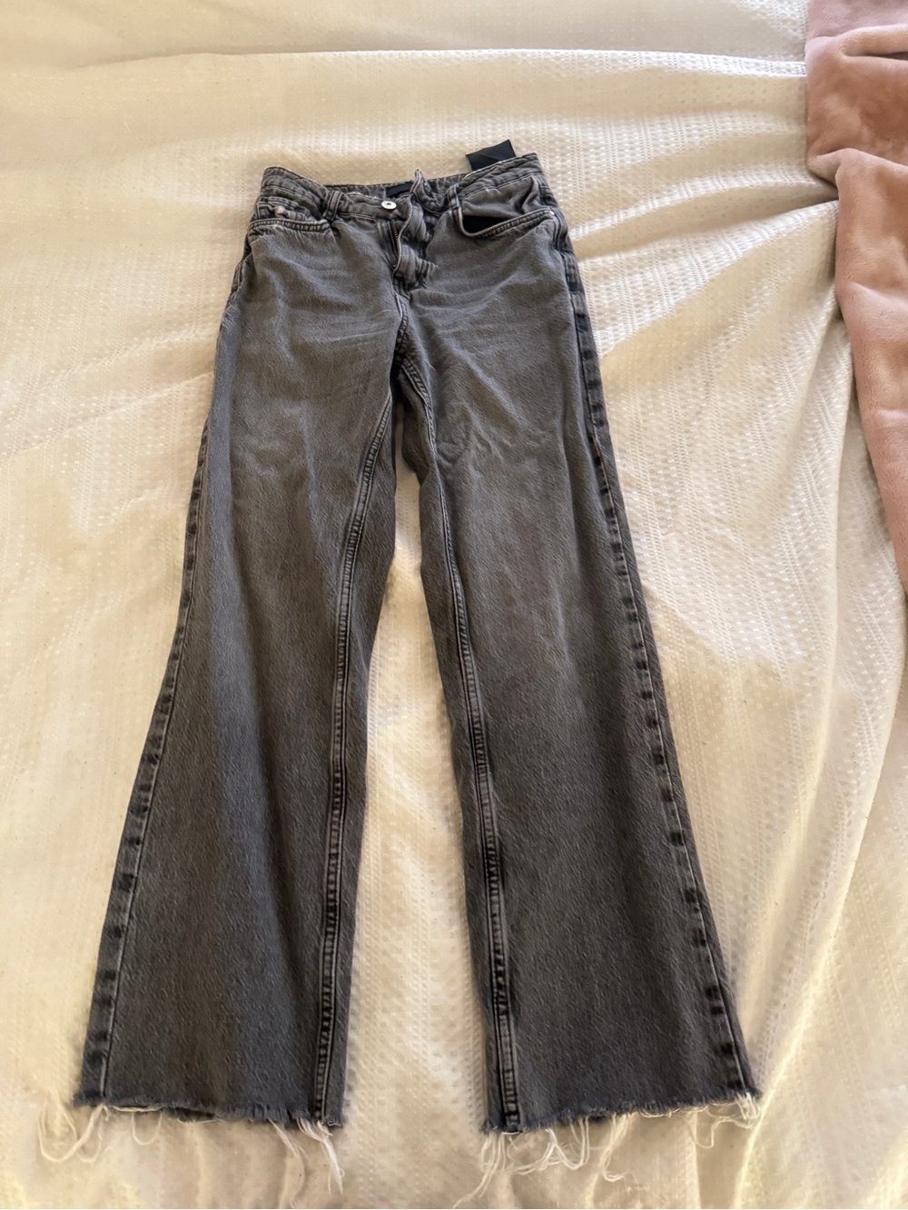 Zara Straight-Leg Jeans in Washed Gray
